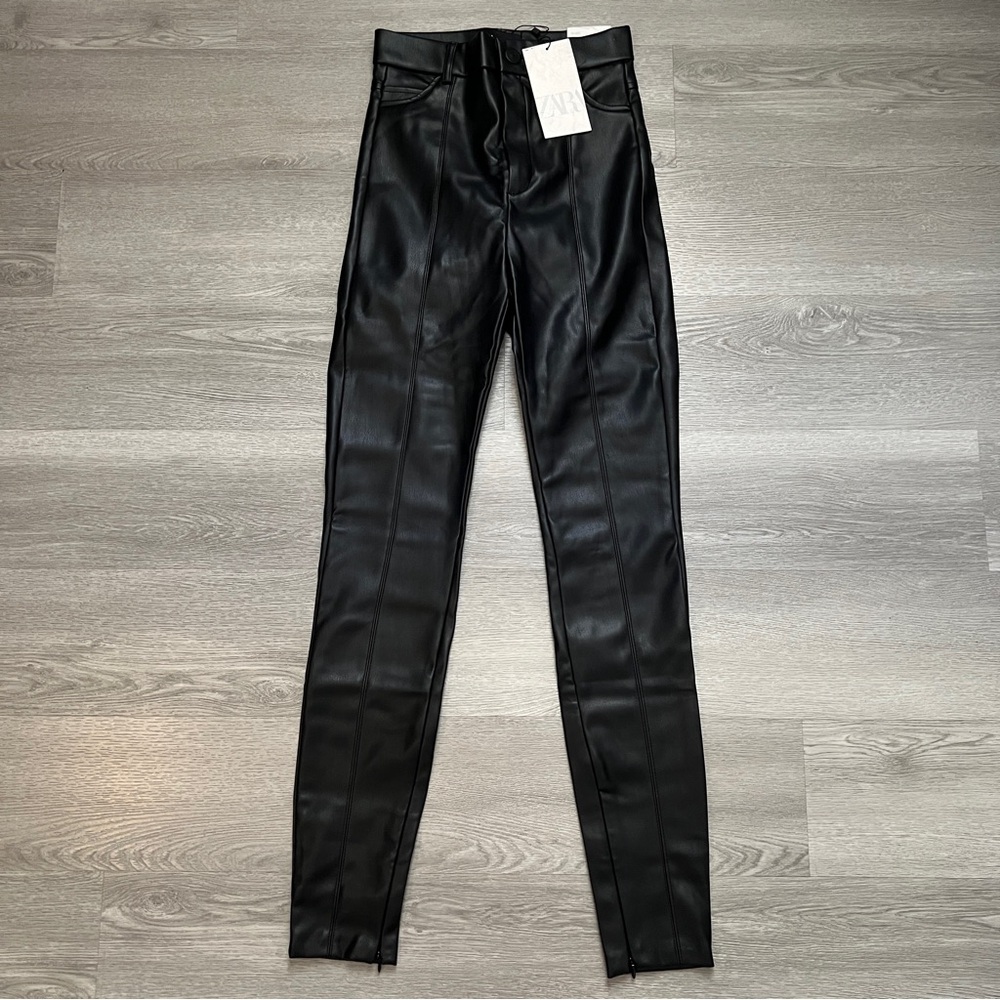 ZARA BLACK LEATHER LEGGING PANTS